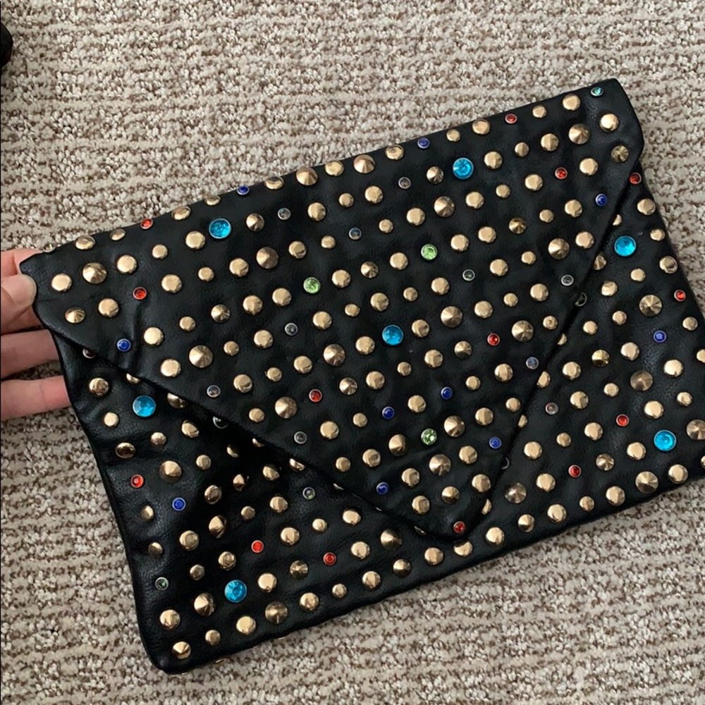 Studded multicolored clutch